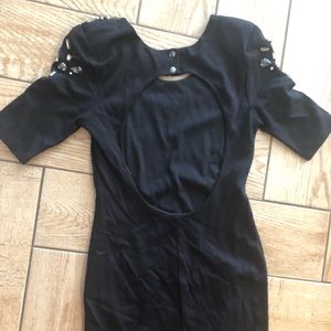 Backless midi black dress